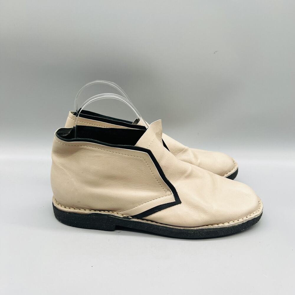 Dusica Dusica Boots Womens 6.5 Beige Leather Ankle Pull On Flat Booties Shoes
